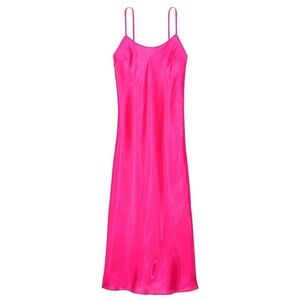 Victoria's Secret Organza satin Midi Slip Dress in hot Pink size medium new